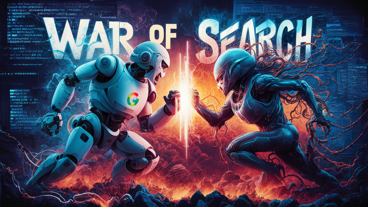war of Search Engine, Google vs Perplexity AI, graffiti