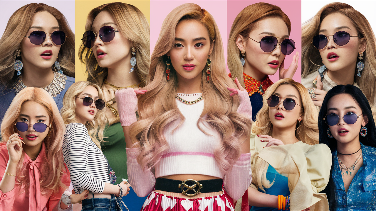 A character sheet of a Lisa thai pop star showing the same person from multiple angles, photo