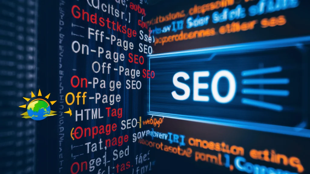 Keyword Research On-Page SEO Off-Page SEO, background is html tag and URL