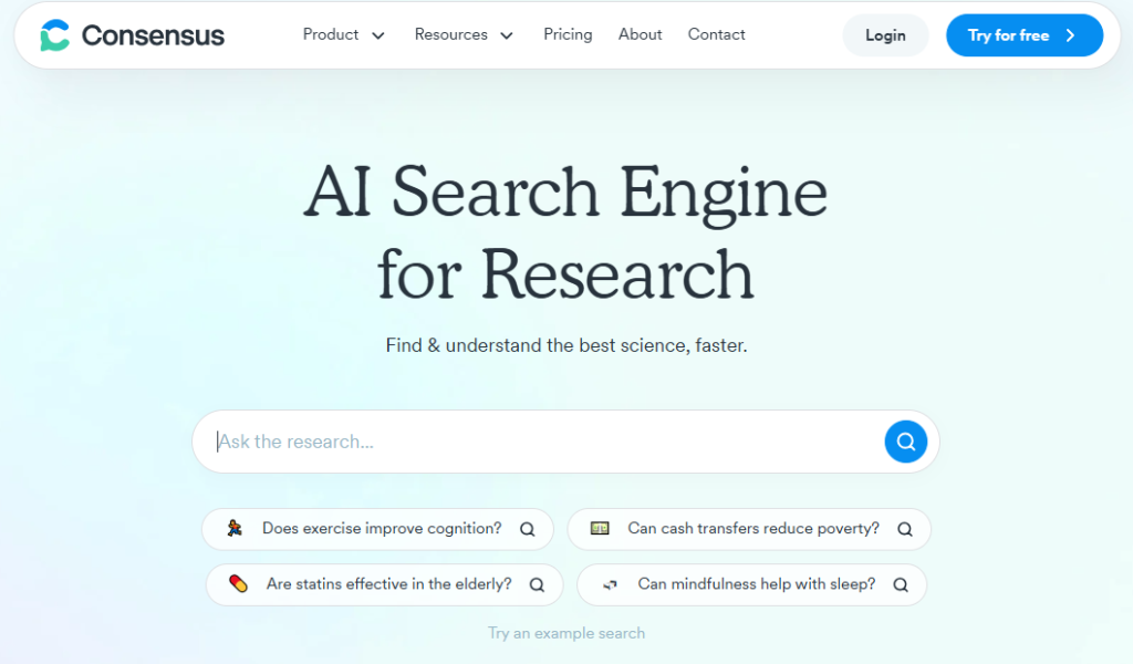 AI Search Engine for Research
