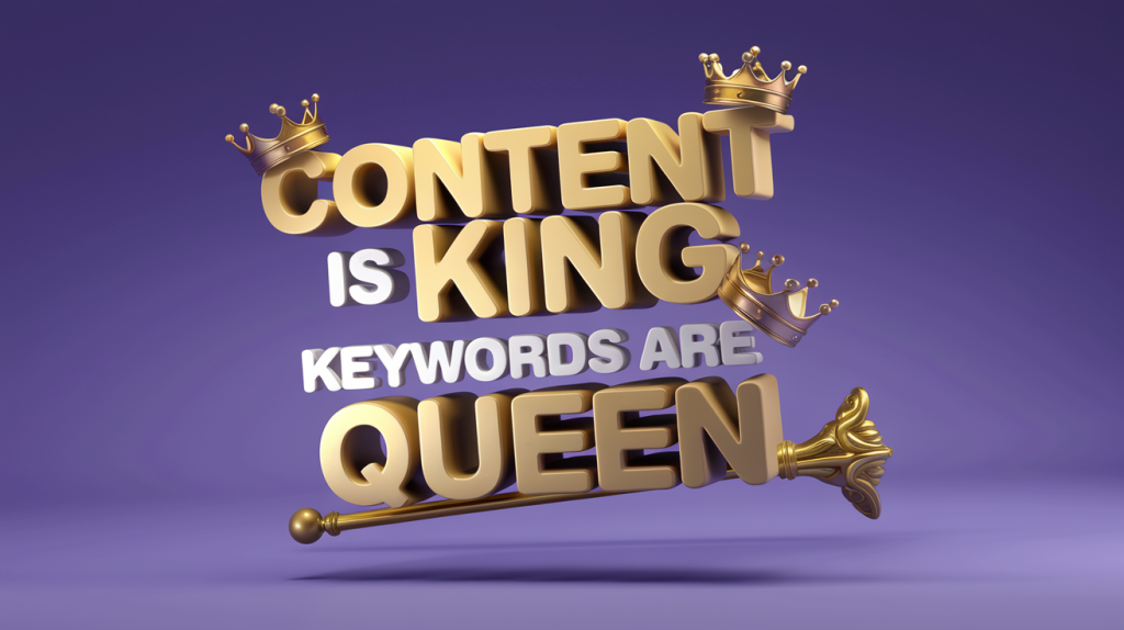 a gold text with crowns on it