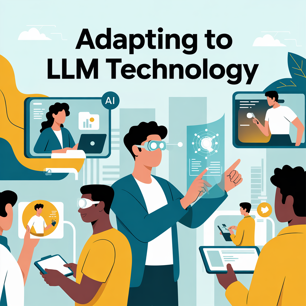 สร้างภาพแสดงสื่อถึงการปรับตัวของมนุษย์ในการใช้เทคโนโลยี LLM