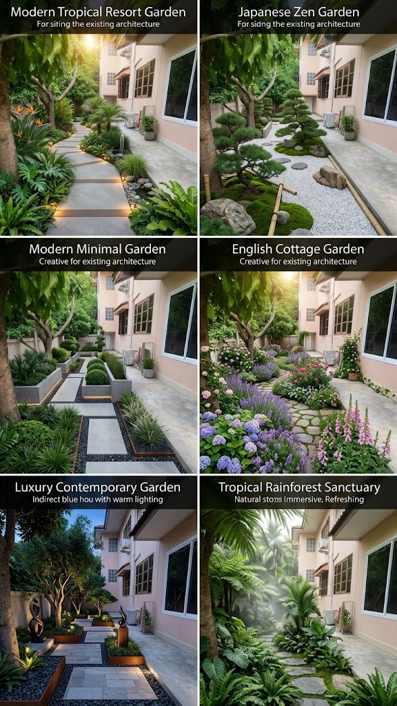 AI Prompt จำลองแต่งสวนข้างบ้าน : AI Landscape Design Visualization