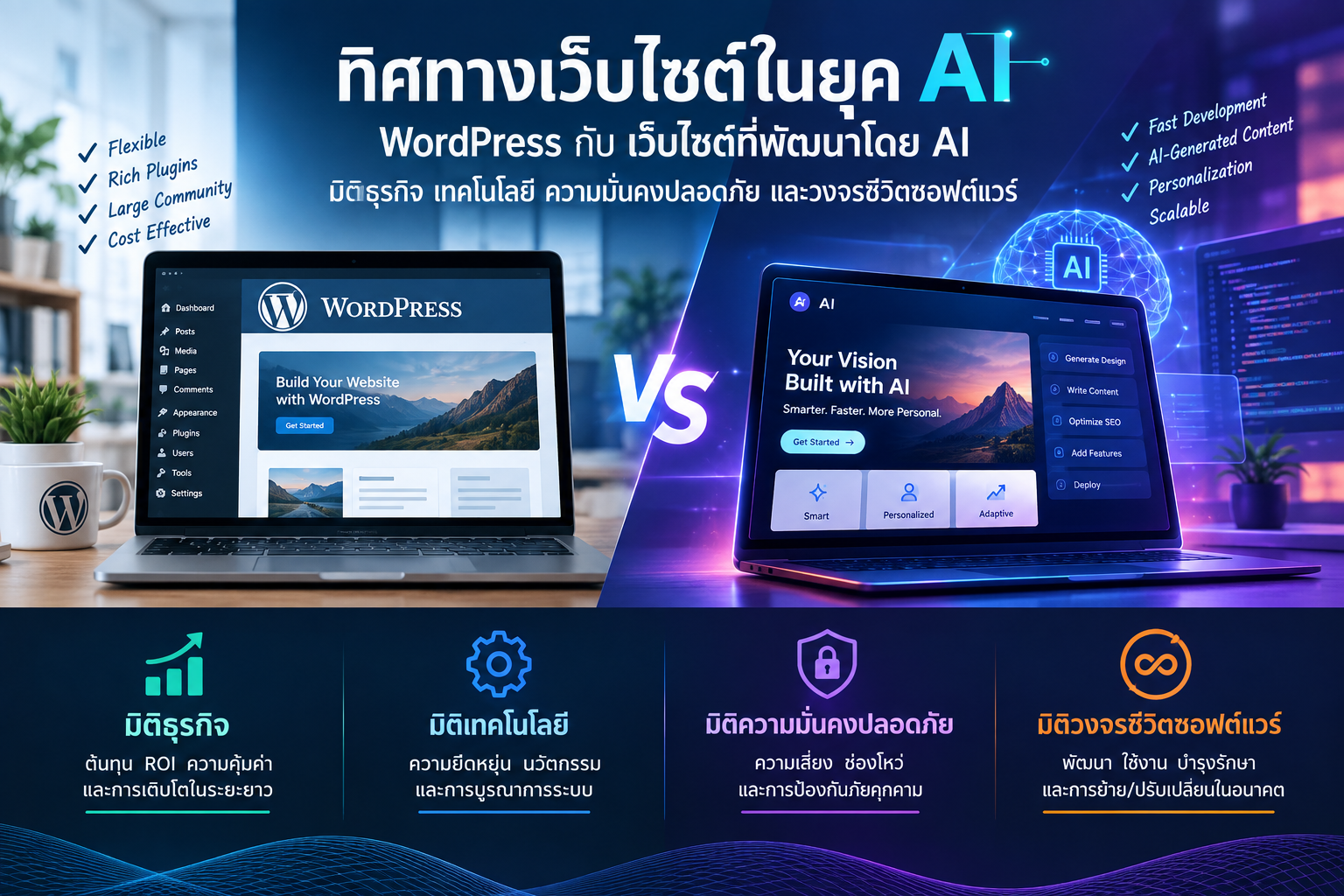 WordPress และ AI Website ในมิติธุรกิจ เทคโนโลยี ความมั่นคงปลอดภัย และวงจรชีวิตซอฟต์แวร์